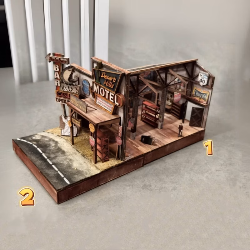1:64 DIY Wild West Frontier Town Old Barn Scale Diorama Scene Kits American Garage