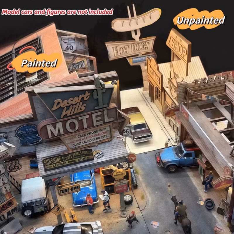 1:64 DIY Wild West Frontier Town Old Barn Scale Diorama Scene Kits American Garage