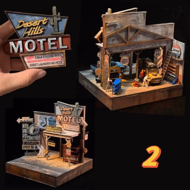 1:64 DIY Wild West Frontier Town Old Barn Scale Diorama Scene Kits American Garage