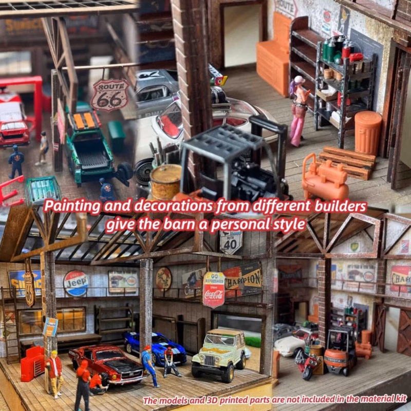 1:64 DIY Wild West Frontier Town Old Barn Scale Diorama Scene Kits American Garage