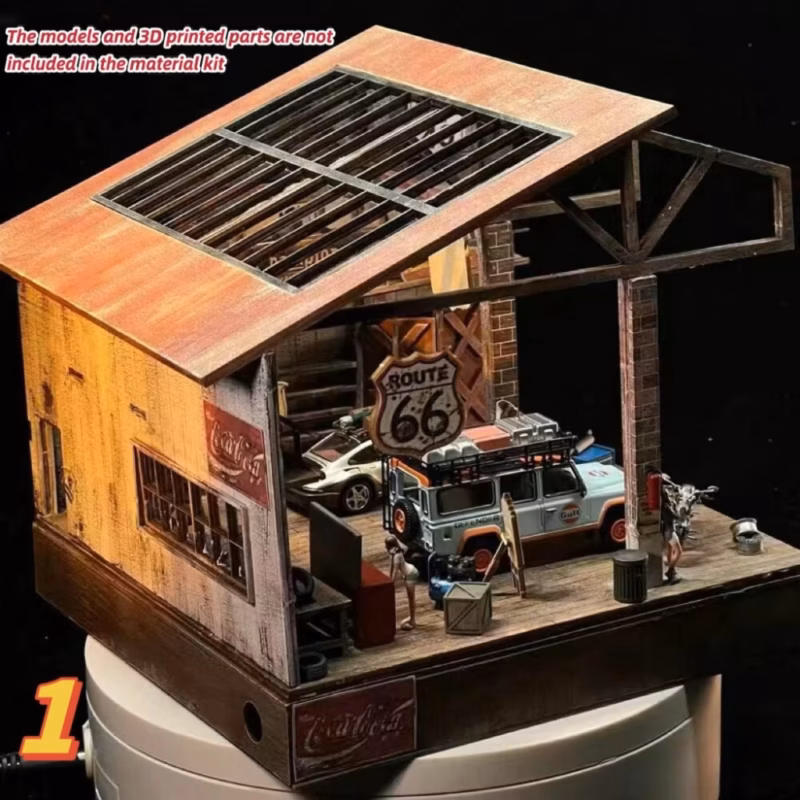 1:64 DIY Wild West Frontier Town Old Barn Scale Diorama Scene Kits American Garage