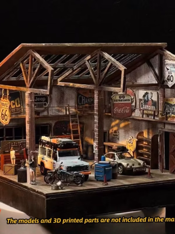1:64 DIY Wild West Frontier Town Old Barn Scale Diorama Scene Kits American Garage