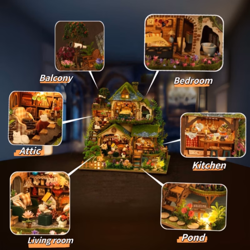 A Cabin in the Forest Multi-layered DIY Dollhouse Kit