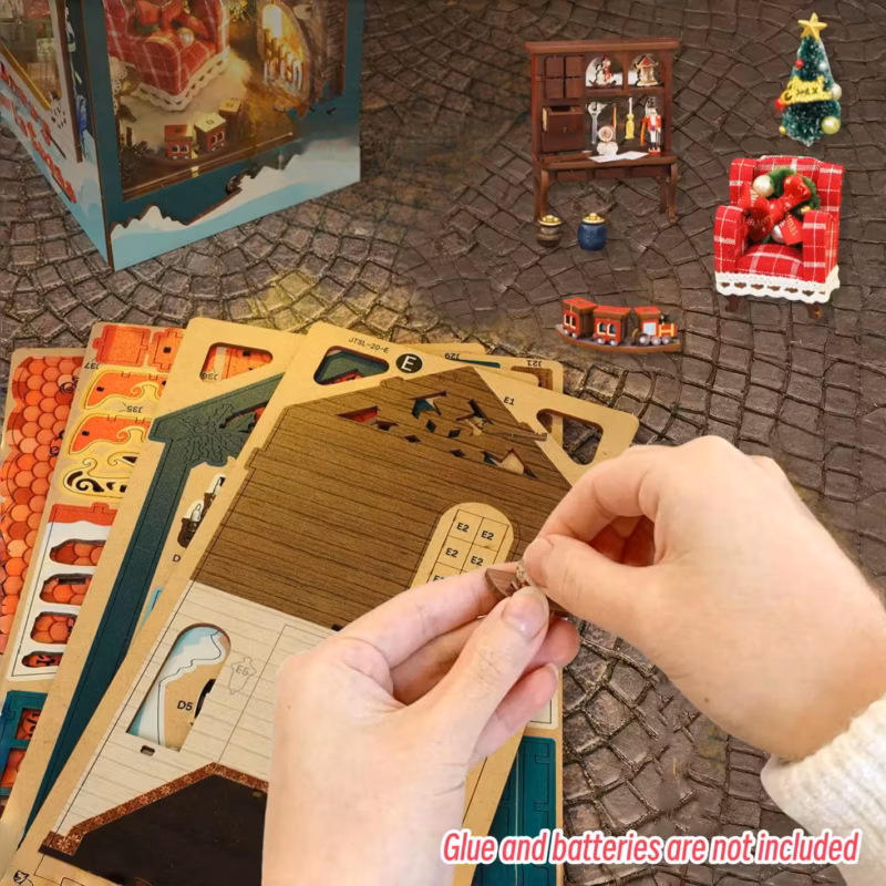 Merry Christmas Eve Green Cabin DIY Book Nook Kit