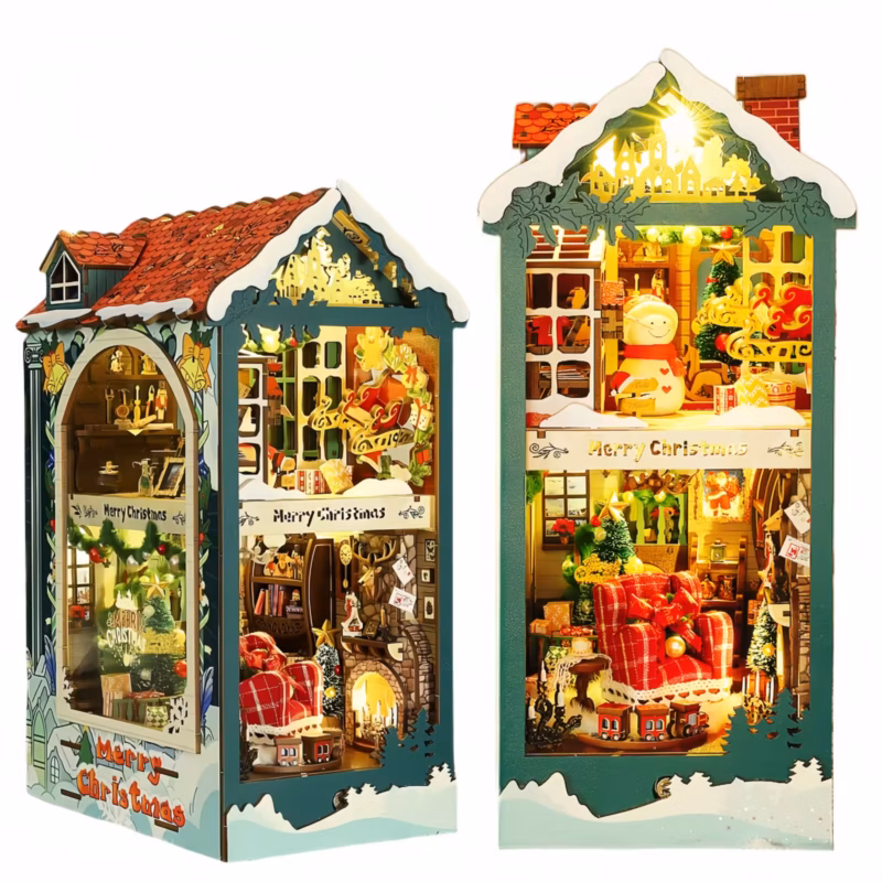 Merry Christmas Eve Green Cabin DIY Book Nook Kit