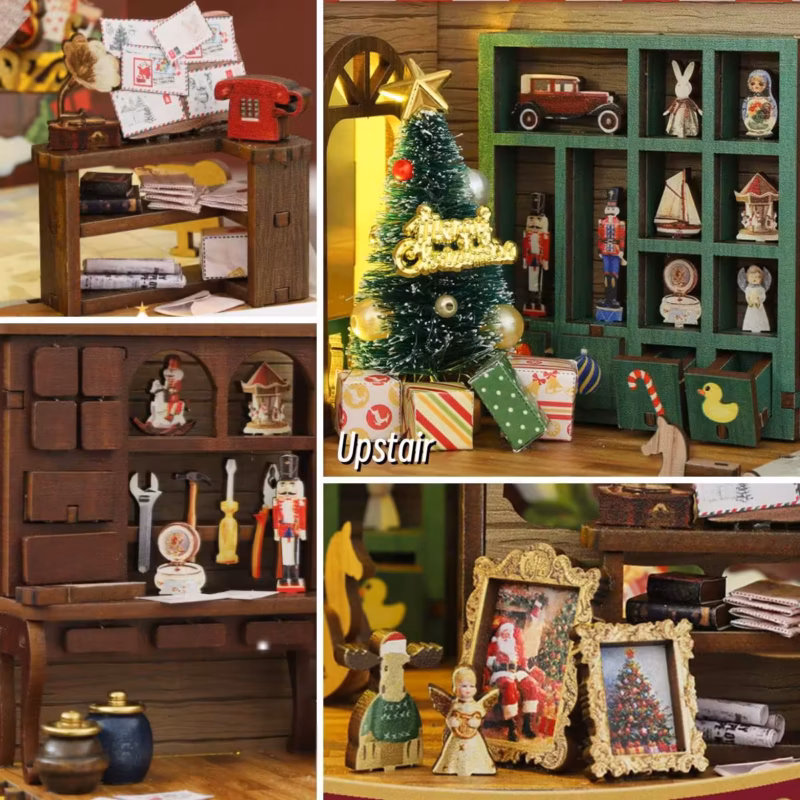 Merry Christmas Eve Green Cabin DIY Book Nook Kit