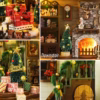 Merry Christmas Eve Green Cabin DIY Book Nook Kit