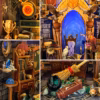 School of Magic-inspired Scene DIY Book Nook Kit with Magic Wand