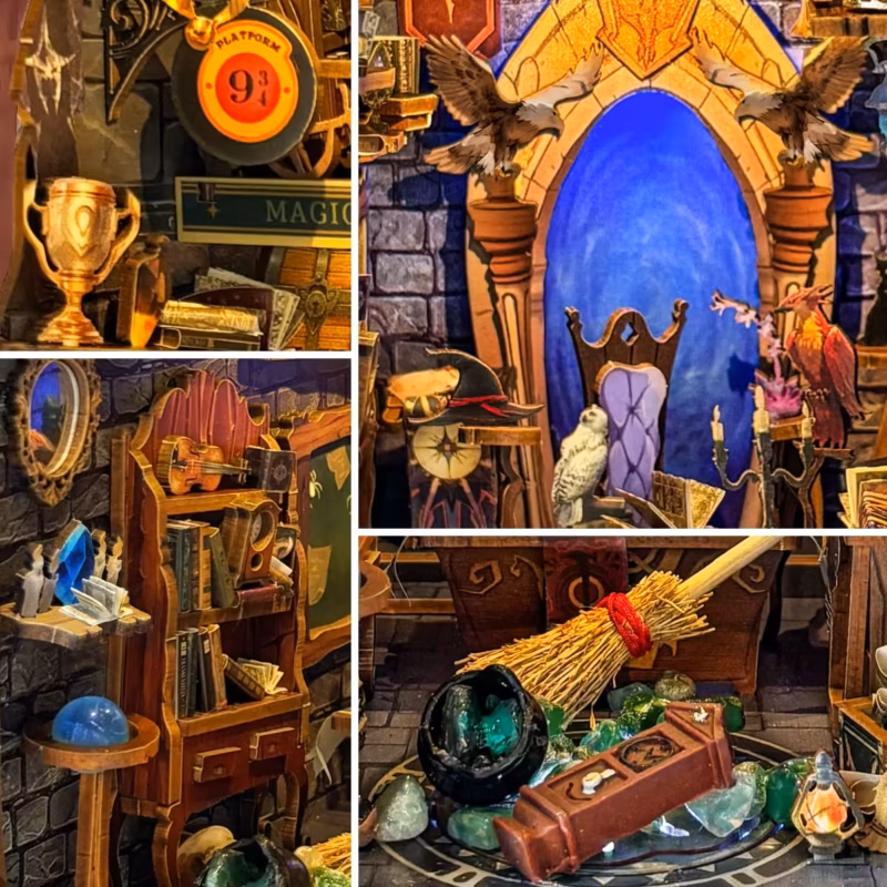 School of Magic-inspired Scene DIY Book Nook Kit with Magic Wand