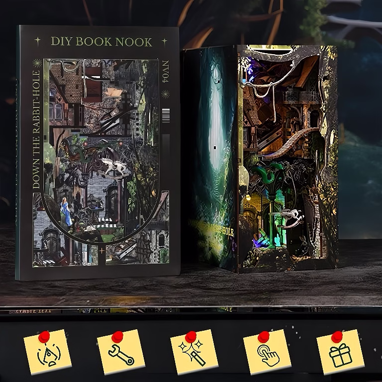 Alice in wonderland Falls into the Rabbit Hole DIY Book Nook Kit
