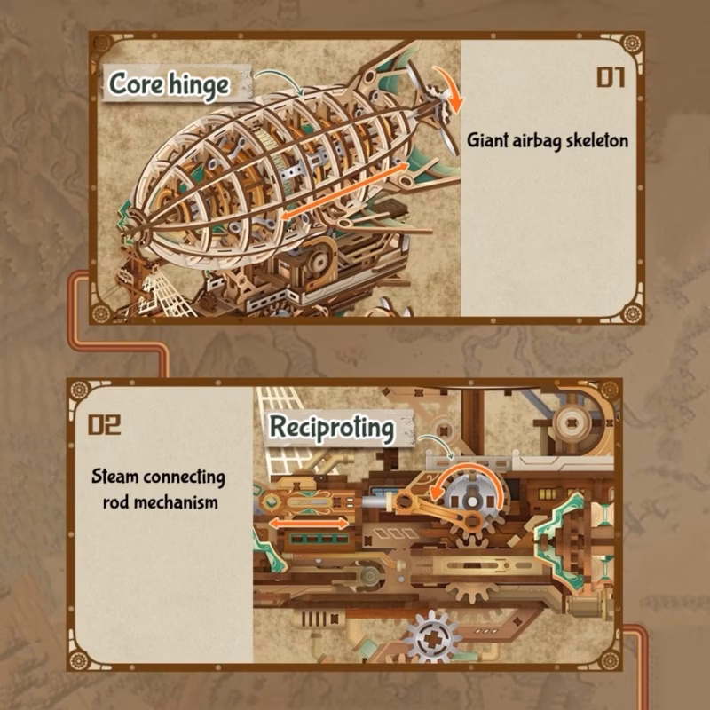 Sailing in Fog - Steampunk Airship Model DIY Assembly 3D Puzzle Music Box Kit
