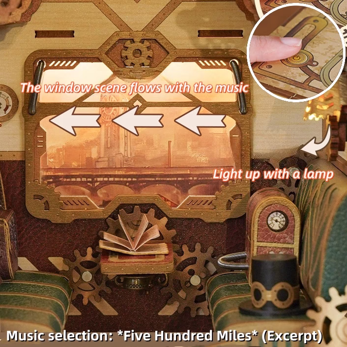 Steampunk Fantasy: A Dollhouse of Infinity Train Cabin DIY Music Book Nook Kit