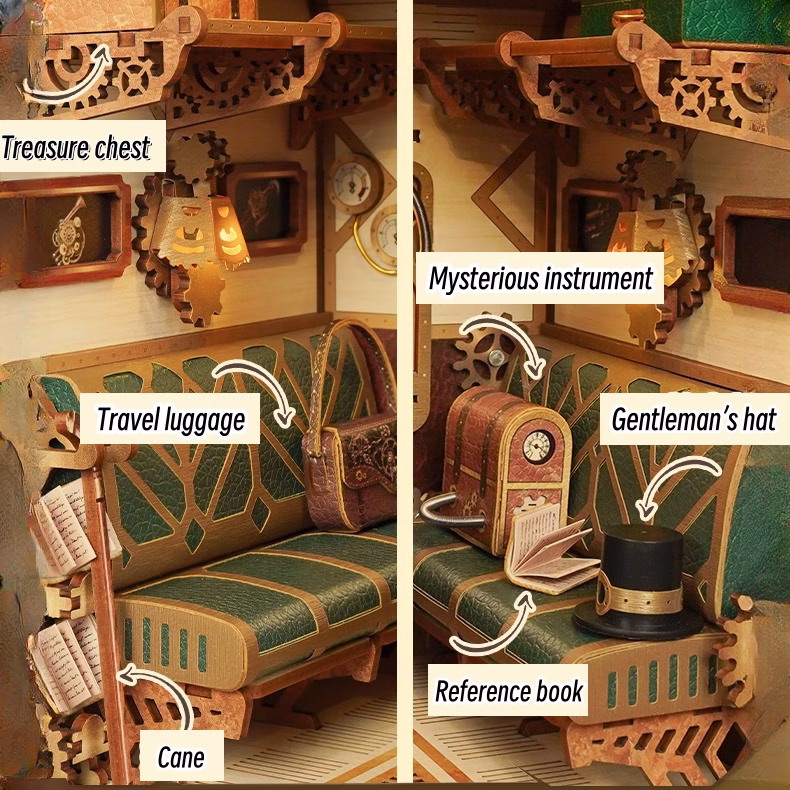 Steampunk Fantasy: A Dollhouse of Infinity Train Cabin DIY Music Book Nook Kit