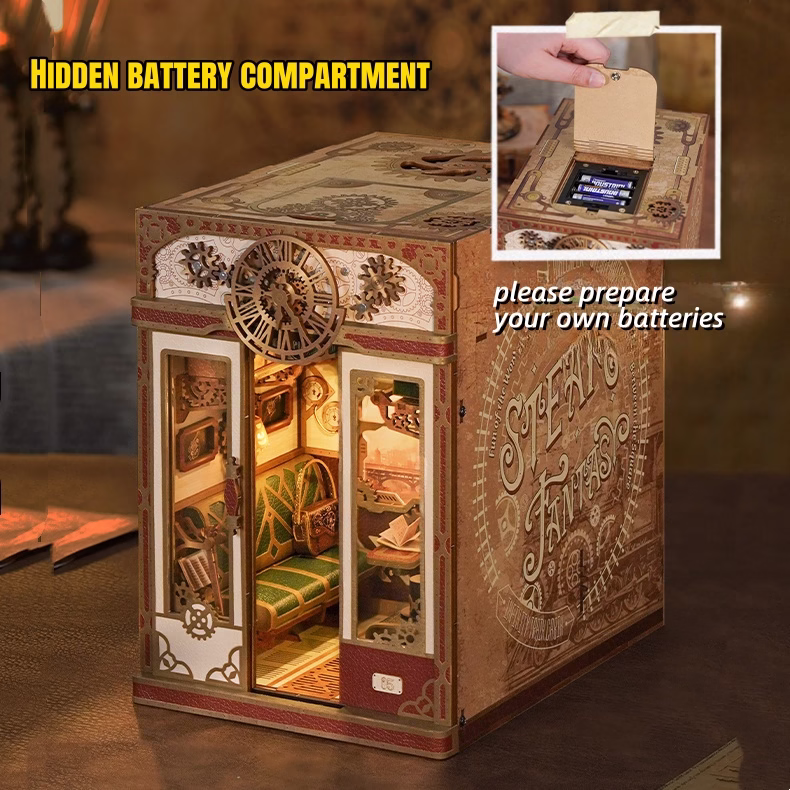 Steampunk Fantasy: A Dollhouse of Infinity Train Cabin DIY Music Book Nook Kit
