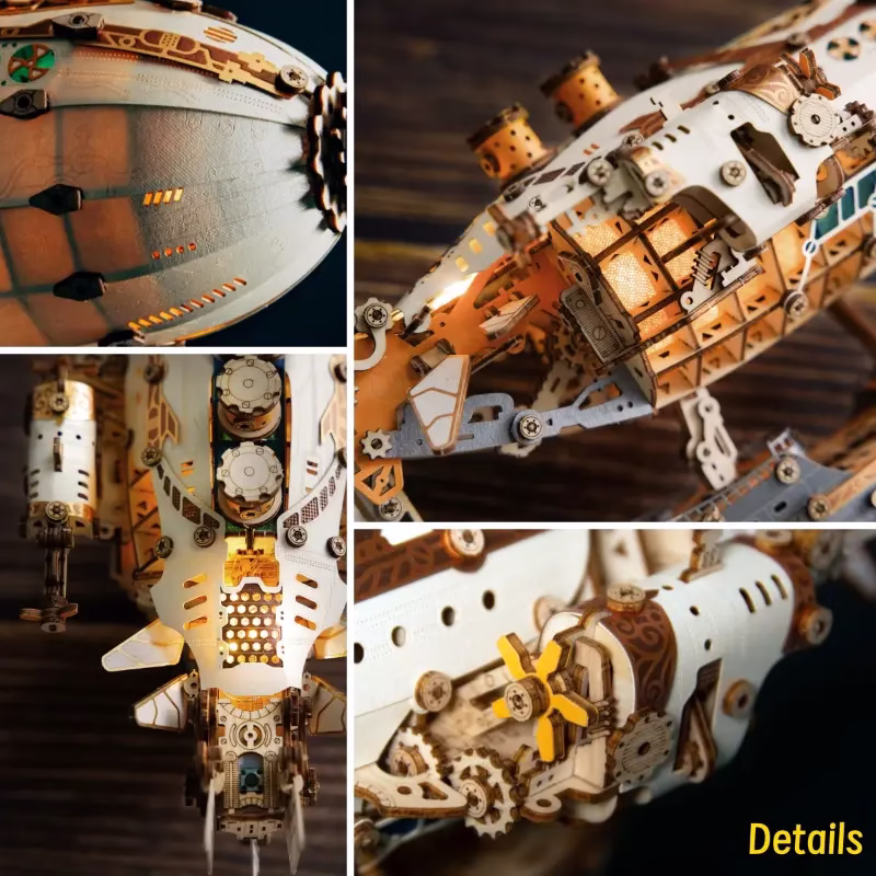 Five Weeks in a Balloon Victorian Steampunk Fantasy Airship 3D Puzzle Model