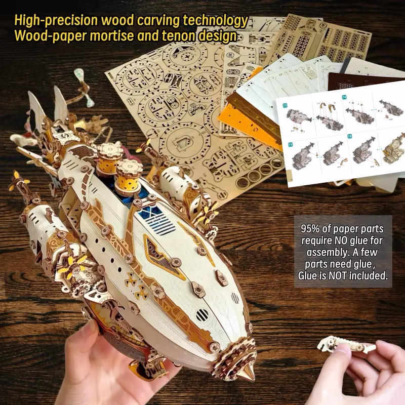 Five Weeks in a Balloon Victorian Steampunk Fantasy Airship 3D Puzzle Model