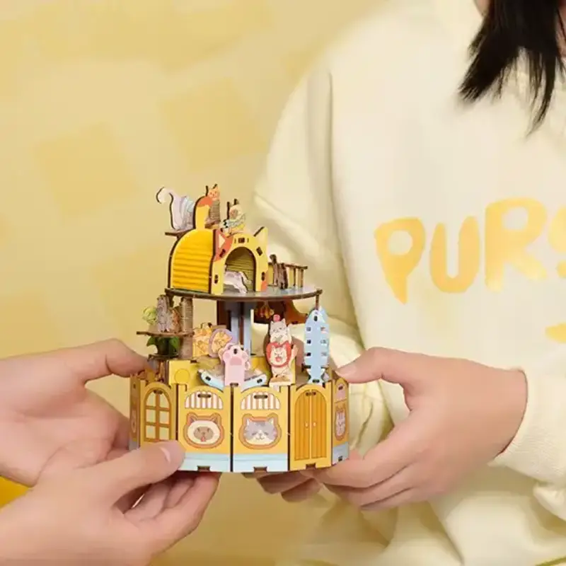 Adorable Cat Wonderland DIY Music Box Kit