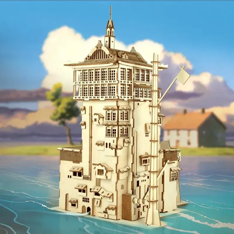 Yubaba's Bathhouse Spirited Away Natural Wood Color 3D Puzzle