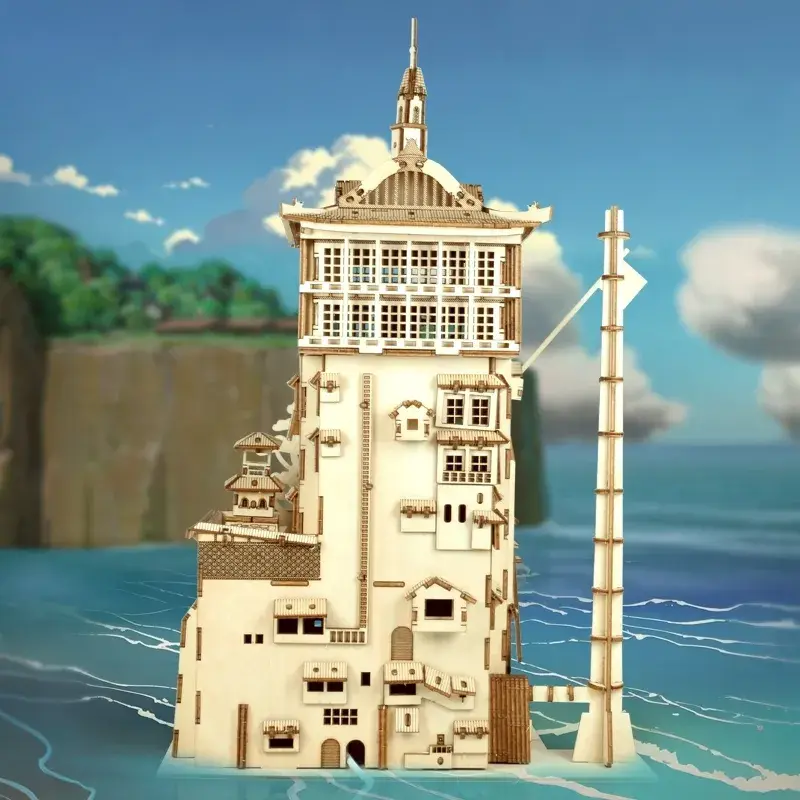 Yubaba's Bathhouse Spirited Away Natural Wood Color 3D Puzzle