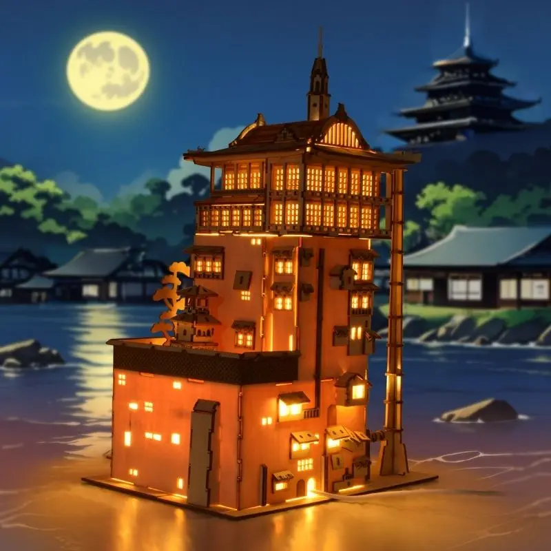 Yubaba's Bathhouse Spirited Away Natural Wood Color 3D Puzzle