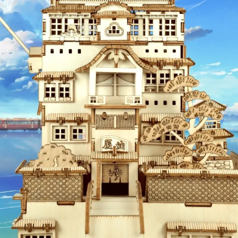 Yubaba's Bathhouse Spirited Away Natural Wood Color 3D Puzzle
