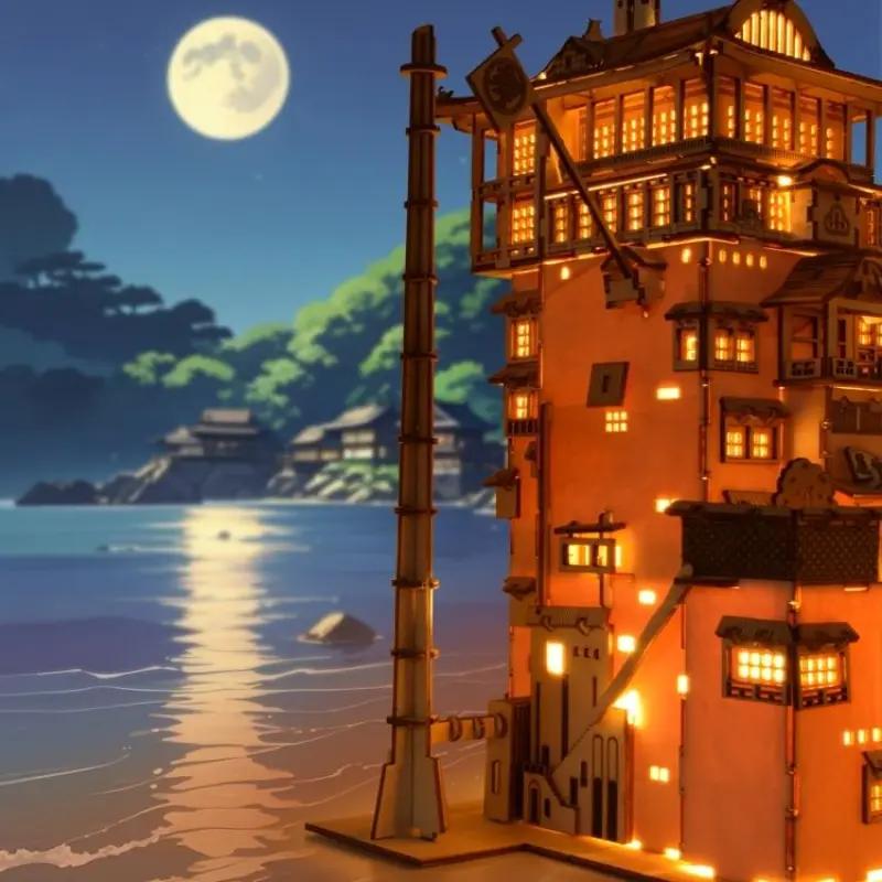 Yubaba's Bathhouse Spirited Away Natural Wood Color 3D Puzzle