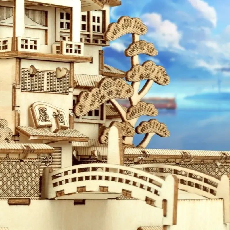 Yubaba's Bathhouse Spirited Away Natural Wood Color 3D Puzzle