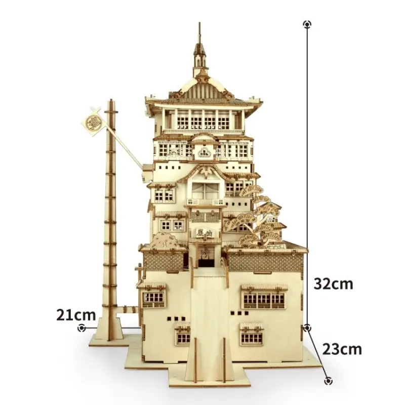 Yubaba's Bathhouse Spirited Away Natural Wood Color 3D Puzzle