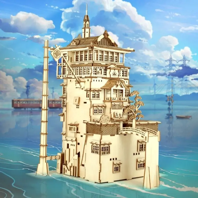 Yubaba's Bathhouse Spirited Away Natural Wood Color 3D Puzzle