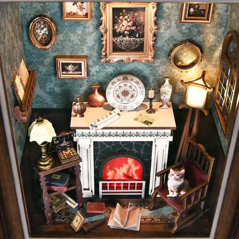 DIY 3D Wooden Puzzle – Fireplace -Themed Photo Frame Wall Decor Kit
