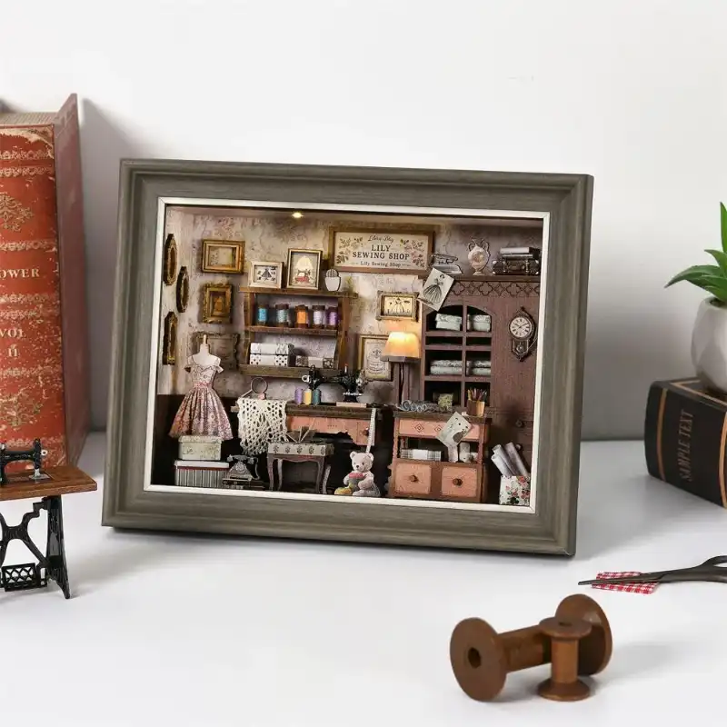 DIY 3D Wooden Puzzle – Tailor Shop -Themed Photo Frame Wall Decor Kit