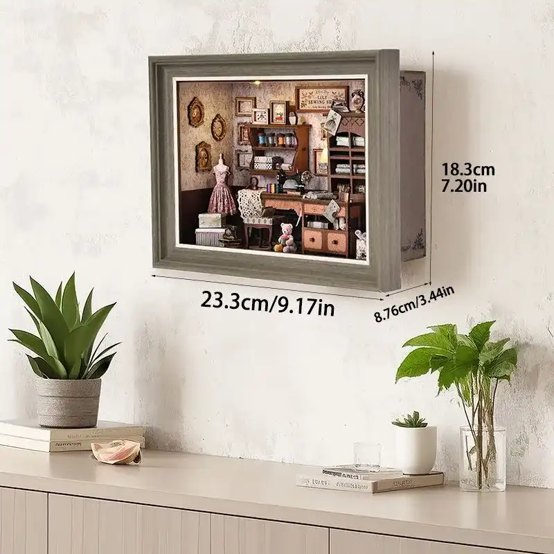 DIY 3D Wooden Puzzle – Tailor Shop -Themed Photo Frame Wall Decor Kit