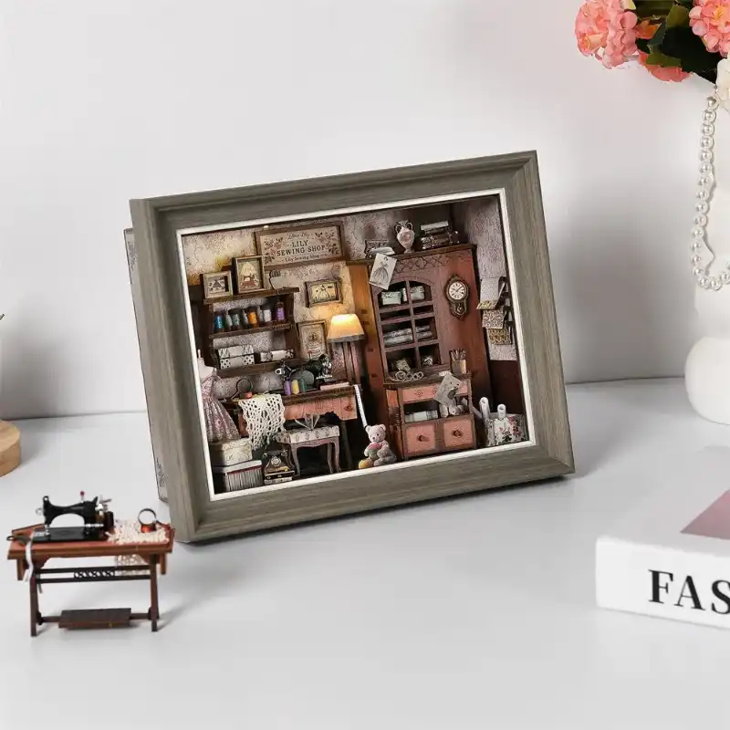 DIY 3D Wooden Puzzle – Tailor Shop -Themed Photo Frame Wall Decor Kit