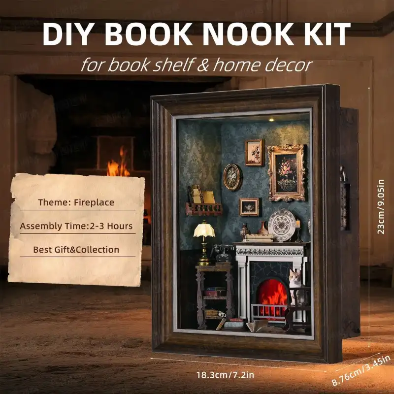DIY 3D Wooden Puzzle – Fireplace -Themed Photo Frame Wall Decor Kit