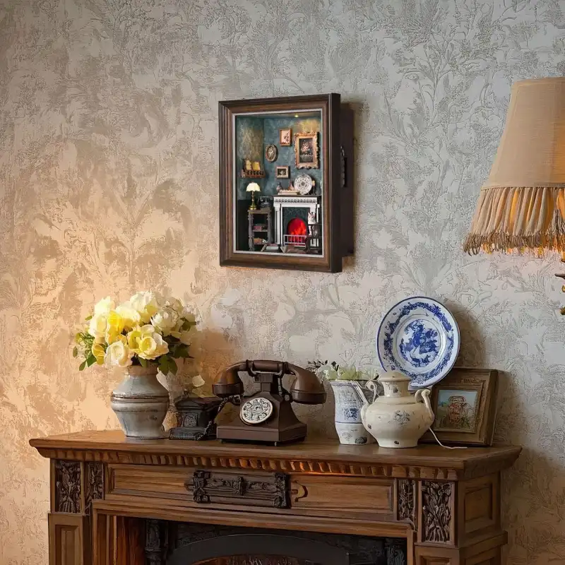 DIY 3D Wooden Puzzle – Fireplace -Themed Photo Frame Wall Decor Kit