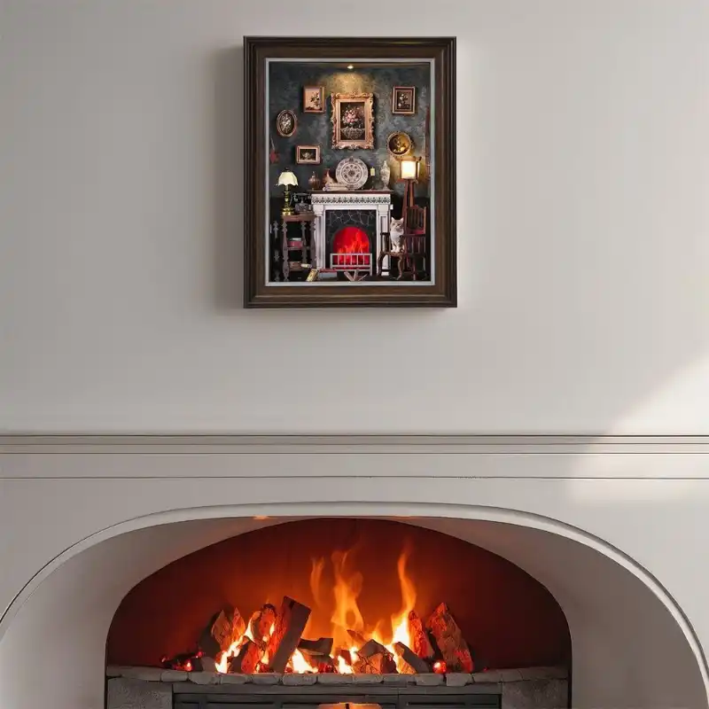 DIY 3D Wooden Puzzle – Fireplace -Themed Photo Frame Wall Decor Kit