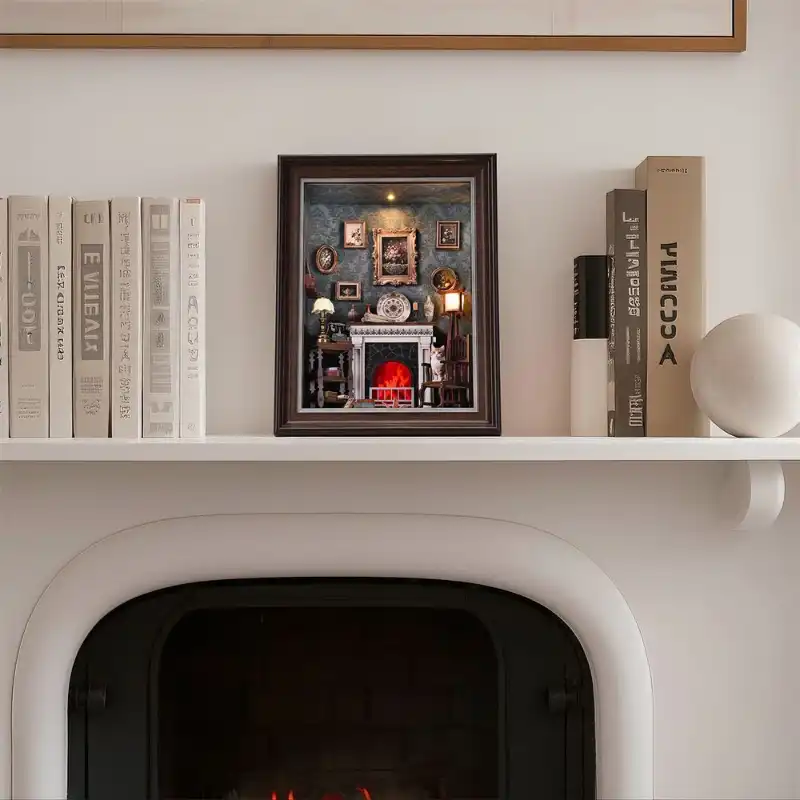 DIY 3D Wooden Puzzle – Fireplace -Themed Photo Frame Wall Decor Kit