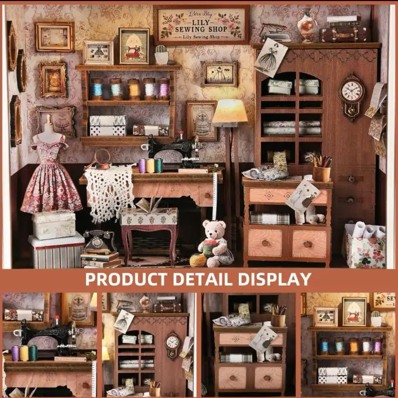 DIY 3D Wooden Puzzle – Tailor Shop -Themed Photo Frame Wall Decor Kit