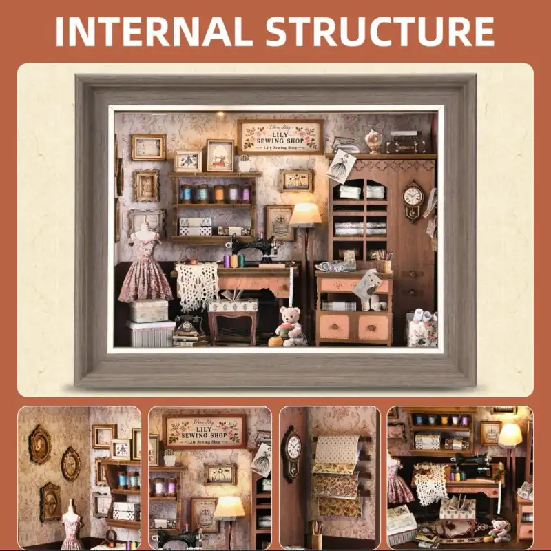 DIY 3D Wooden Puzzle – Tailor Shop -Themed Photo Frame Wall Decor Kit
