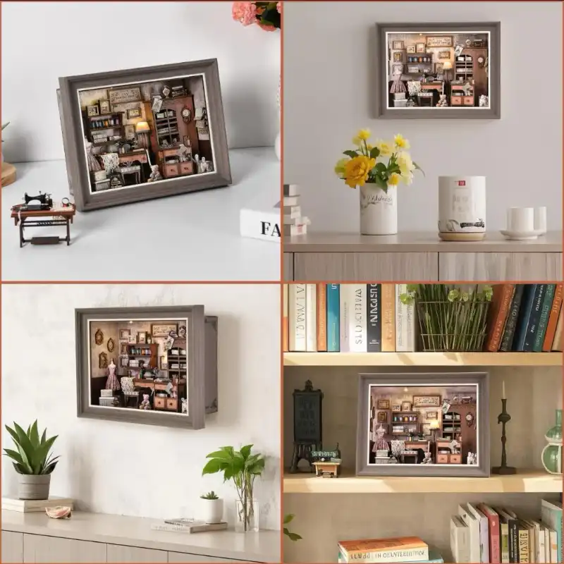 DIY 3D Wooden Puzzle – Tailor Shop -Themed Photo Frame Wall Decor Kit