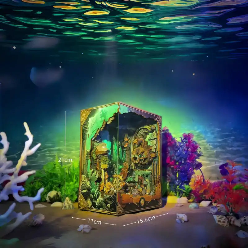 Discover Atlantis DIY Book Nook Kit with Sound Effects & Replaceable Backdrops