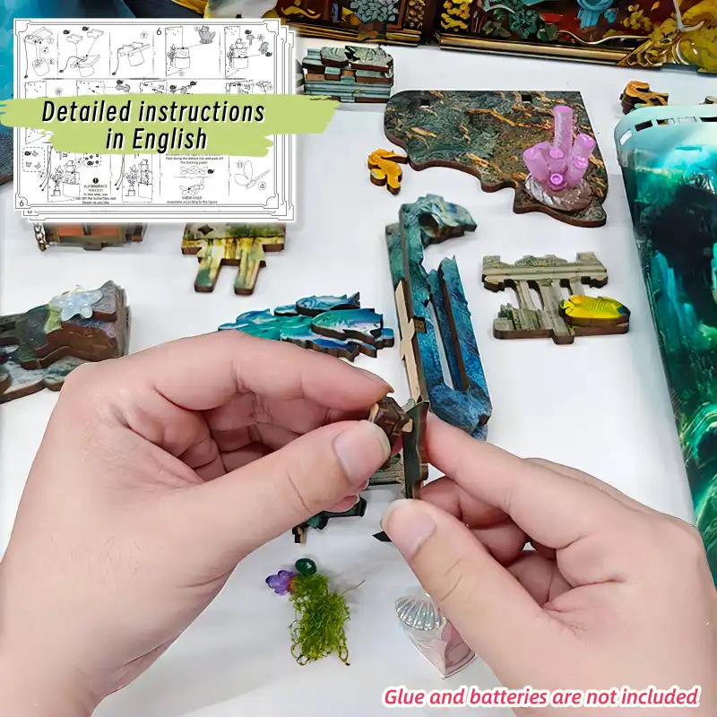 Discover Atlantis DIY Book Nook Kit with Sound Effects & Replaceable Backdrops
