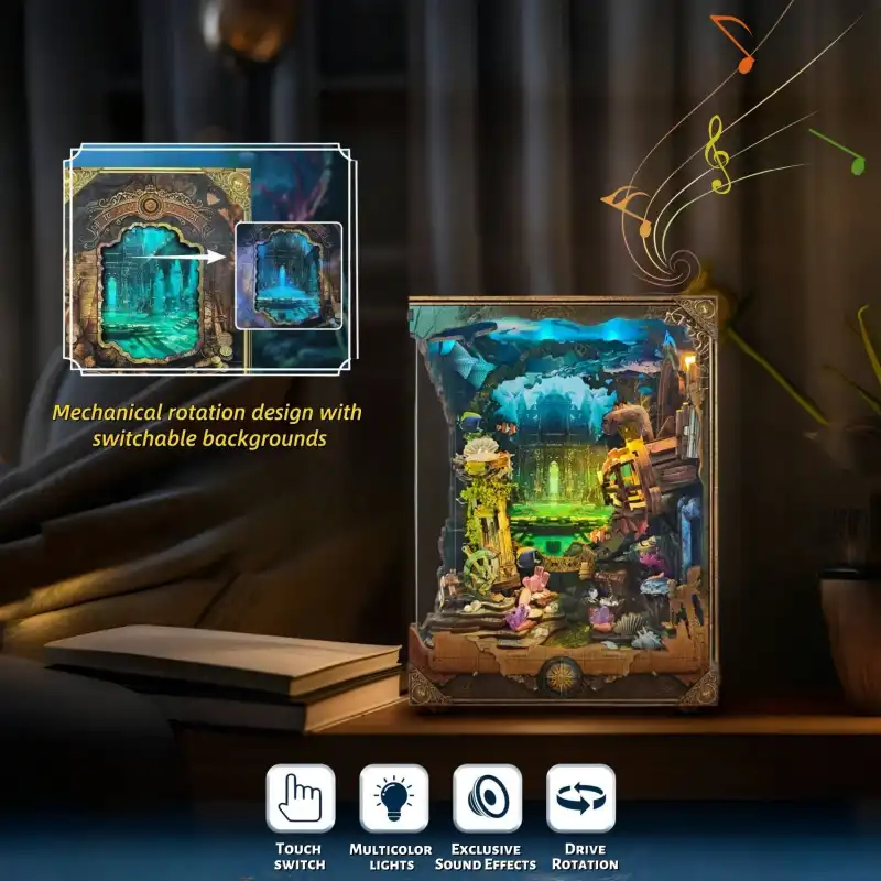 Discover Atlantis DIY Book Nook Kit with Sound Effects & Replaceable Backdrops