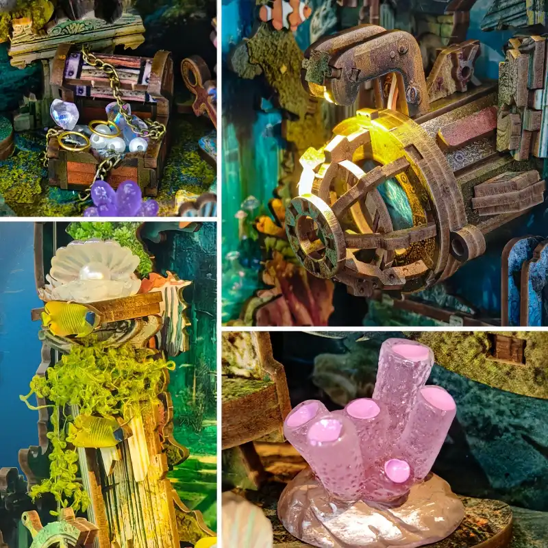 Discover Atlantis DIY Book Nook Kit with Sound Effects & Replaceable Backdrops