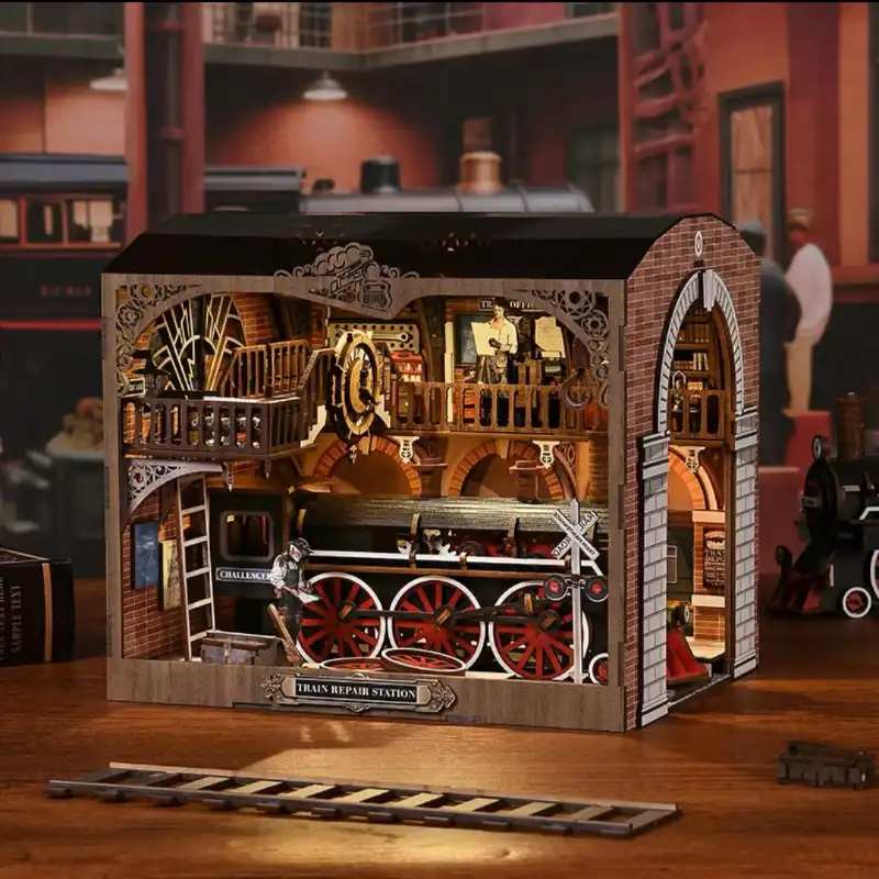 Train Repair Station Railway Workshop Scene DIY Book Nook Kit