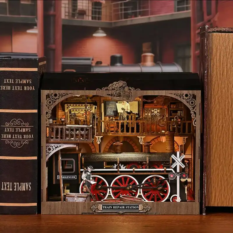 Train Repair Station Railway Workshop Scene DIY Book Nook Kit
