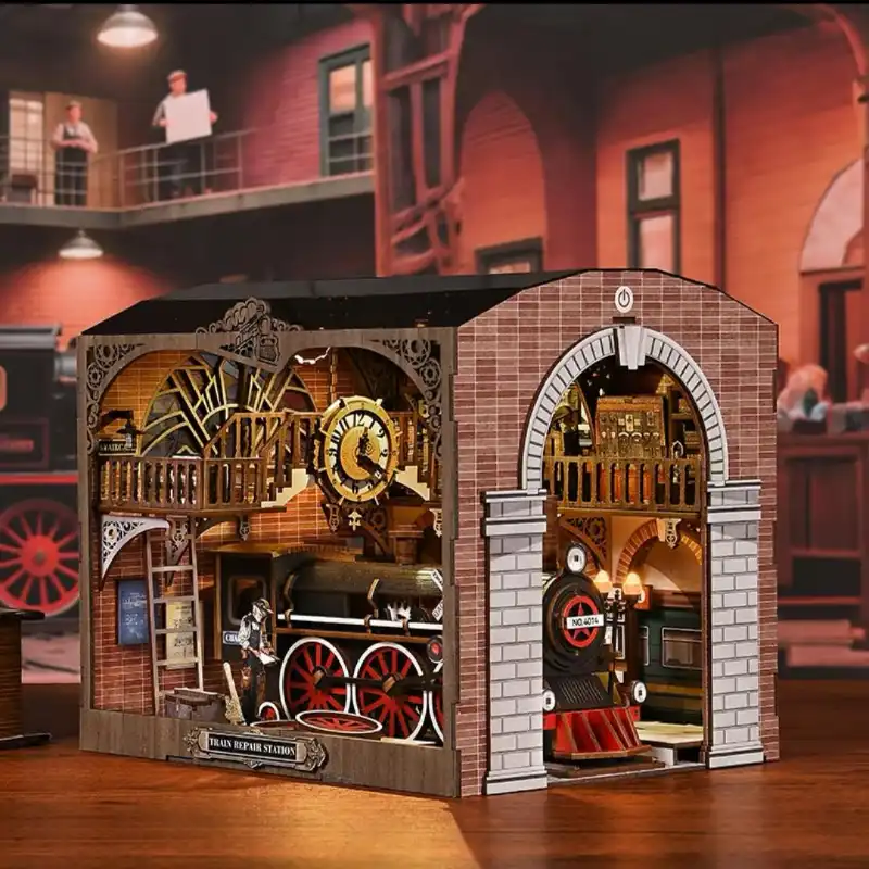 Train Repair Station Railway Workshop Scene DIY Book Nook Kit