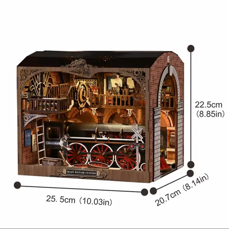 Train Repair Station Railway Workshop Scene DIY Book Nook Kit