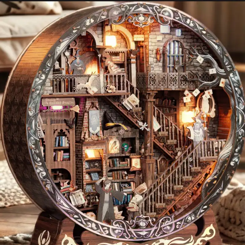 Round Magic Library DIY Miniature Decoration Kit