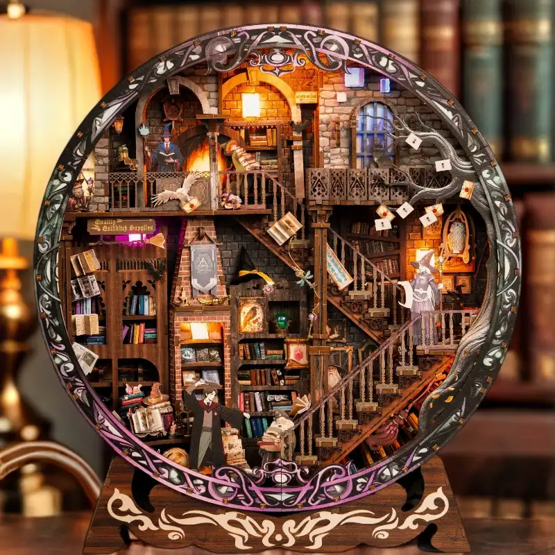 Round Magic Library DIY Miniature Decoration Kit